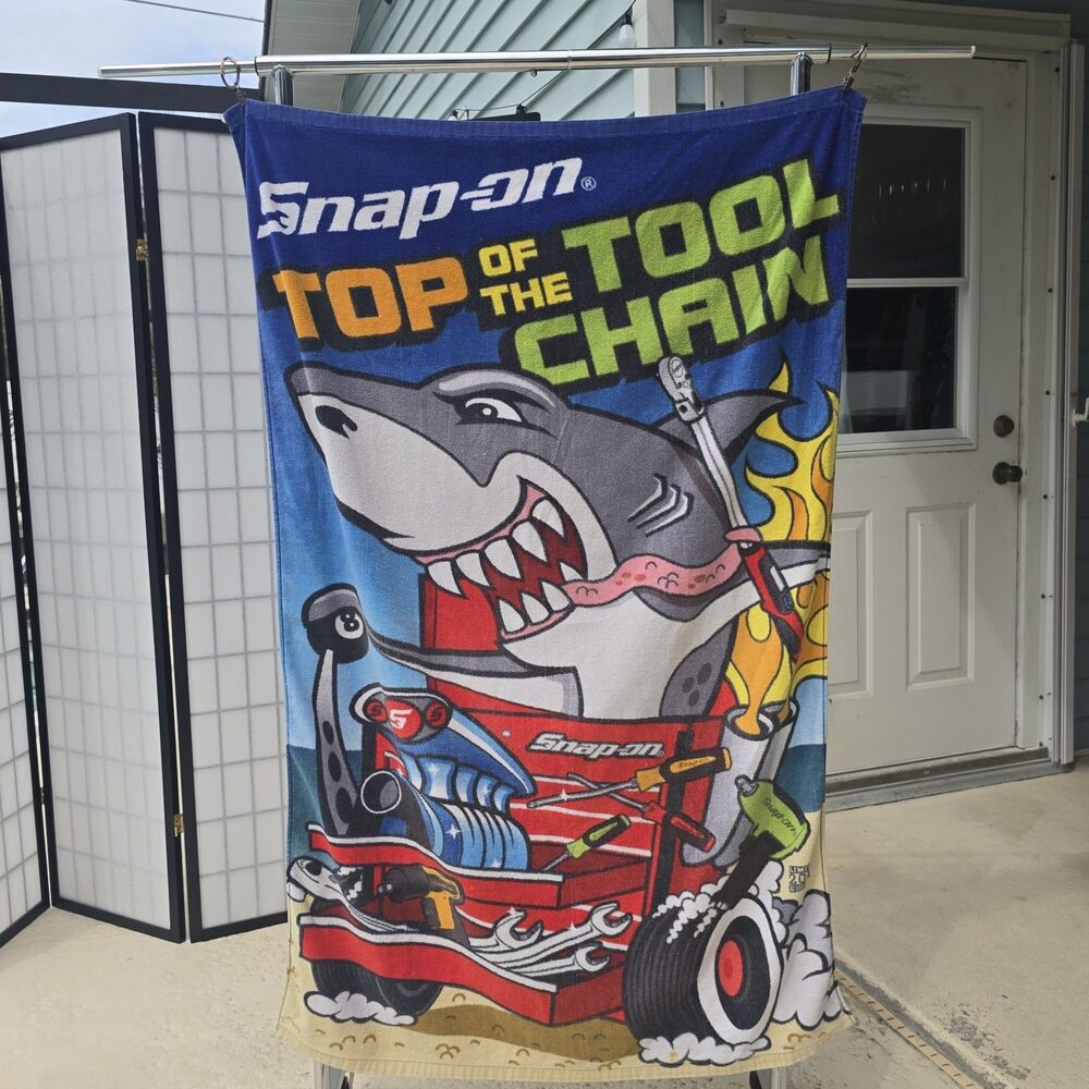 Snap On "Top Of The Tool Chain" Shark Beach Towel Limited Ed 2016  Advertising